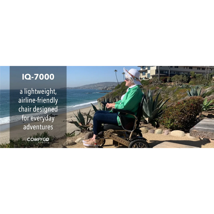ComfyGO IQ-7000 Le Max Power Chair Manual Fold Upgraded Cushion Extended Battery
