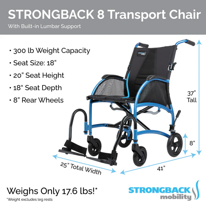Strongback Mobility Excursion : 8 Transport Wheelchair