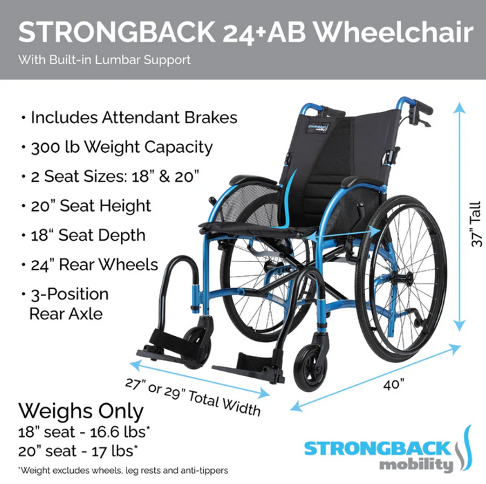 Strongback Mobility Comfort : 24+AB Wheelchair
