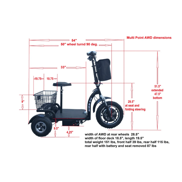 RMB Multi Point AWD KODIAK 3-Wheel Electric Mobility Scooter