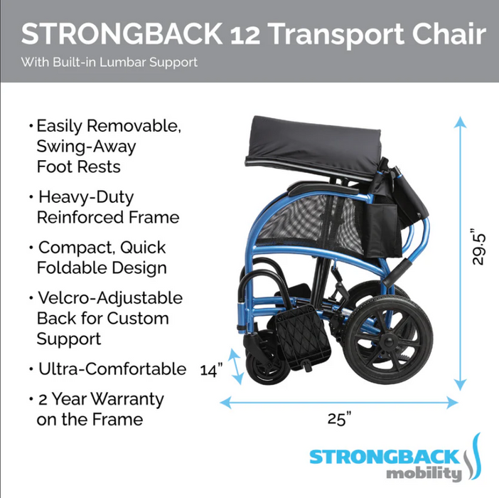 Strongback Mobility Excursion : 12 Transport Wheelchair