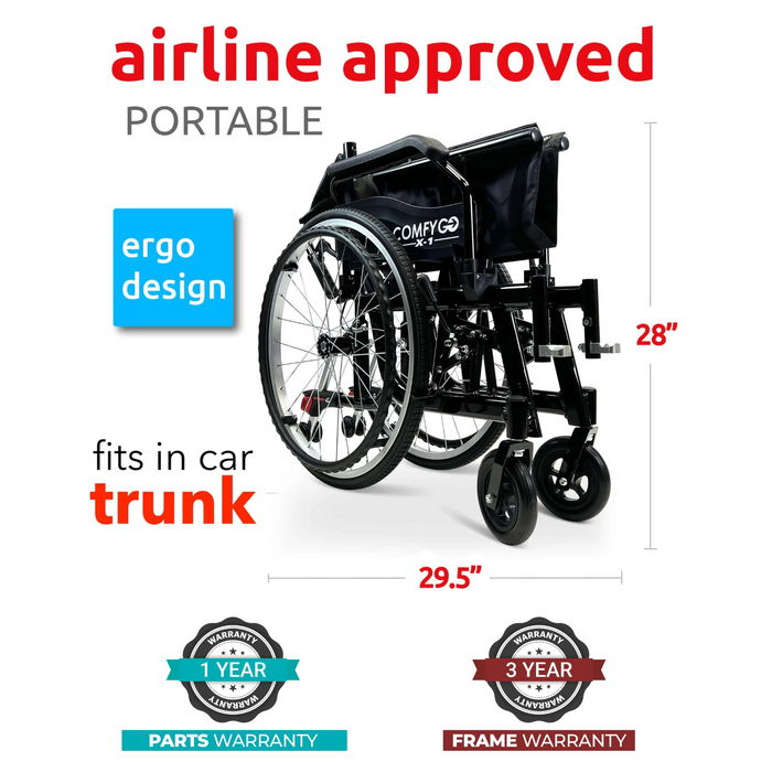 ComfyGO X-1 Lightweight Manual Wheelchair