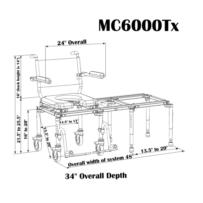Nuprodx Mobility MC6000TX  Tub / Commode Slider System Portable With Carrying Case